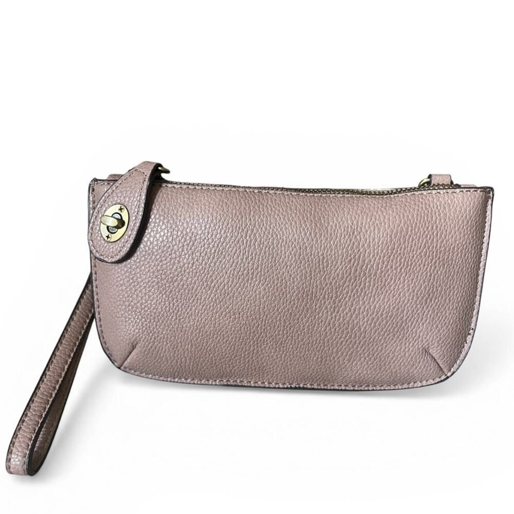 Joy Susan Luster Pink Pebbled Vegan Leather Mini Crossbody Wristlet Clutch Bag